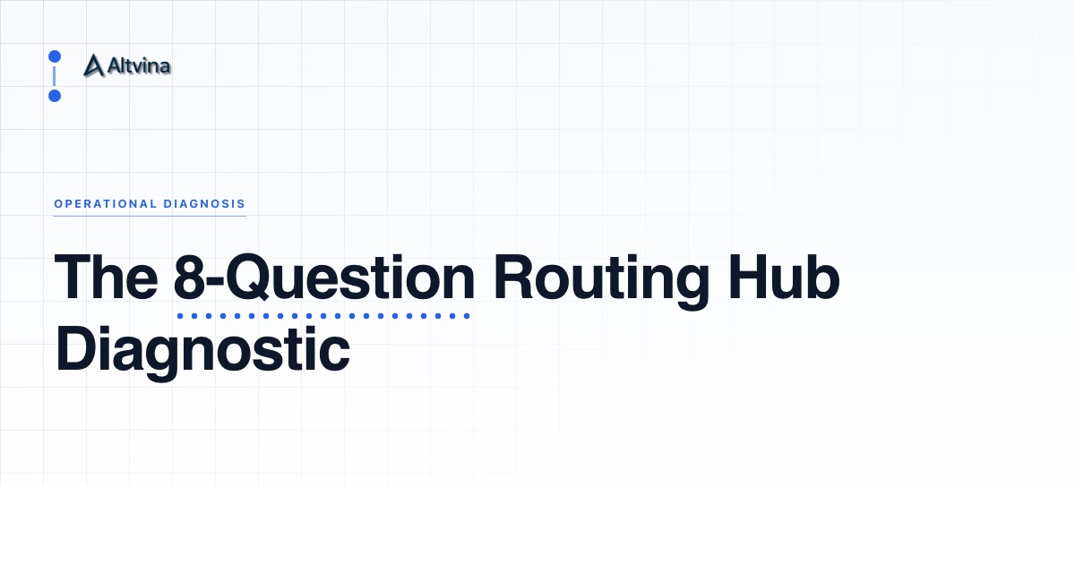 The 8-Question Routing Hub Diagnostic, Altvina Operational Diagnosis