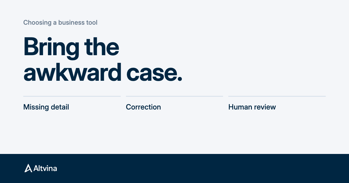 Bring the Awkward Case to the Software Demo — Altvina Insights