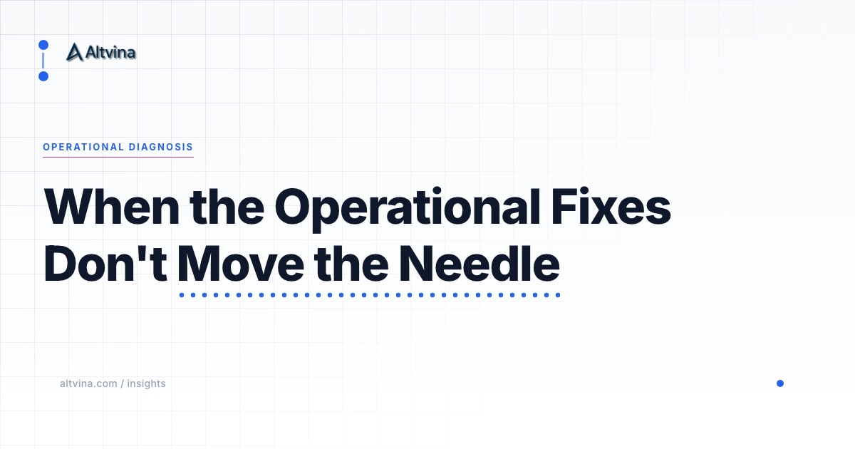 When the Operational Fixes Don't Move the Needle, Altvina Operational Diagnosis
